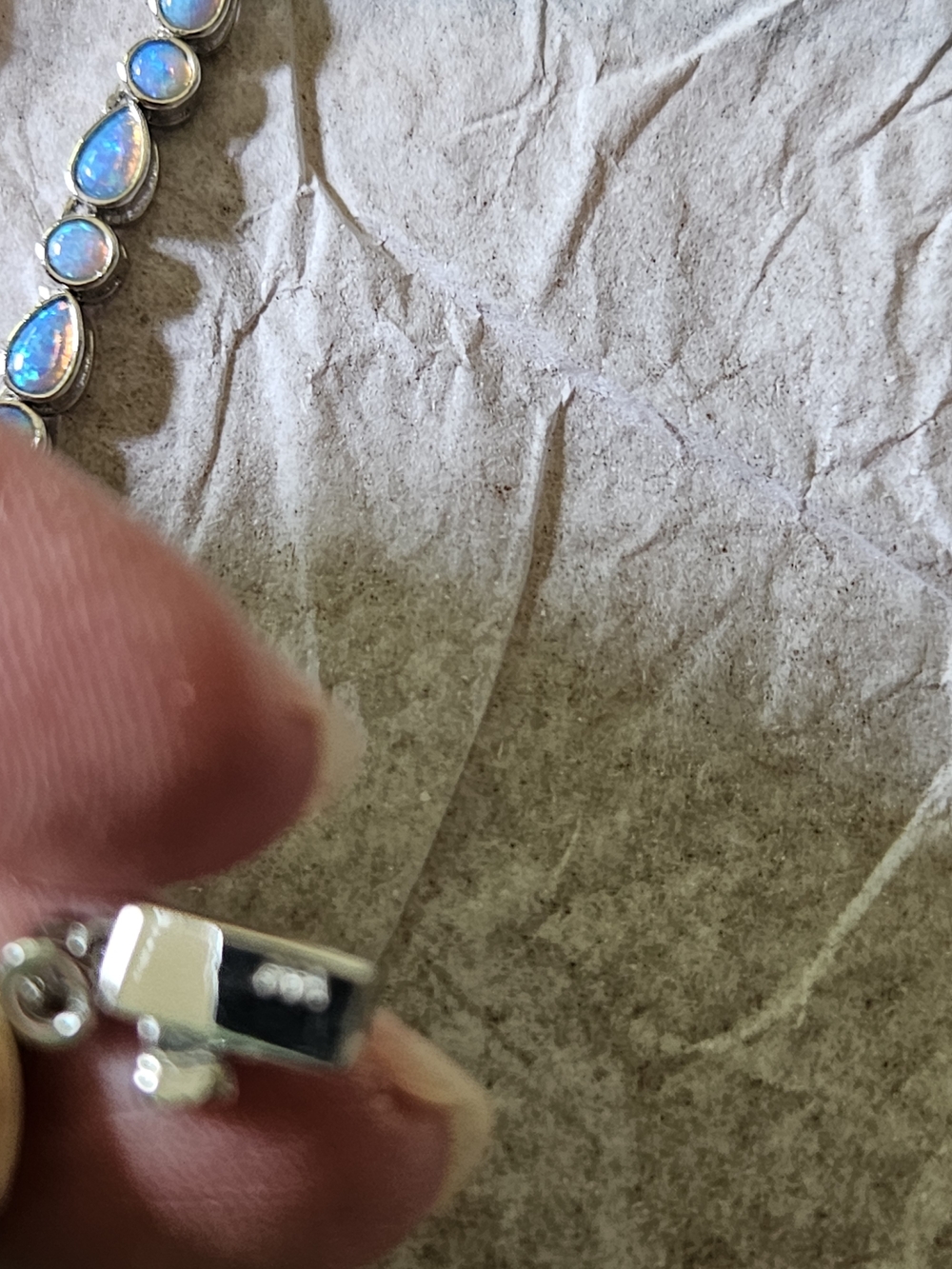 Melinda Maria Isla Silver Blue Opal Tennis Necklace 18" - Picture 3 of 8